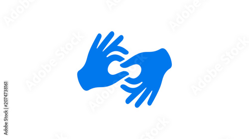Canvastavla Blue hands reaching for each other.