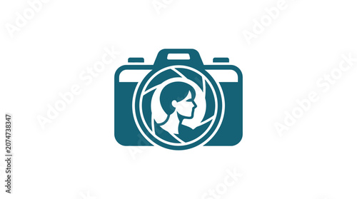 Woman Looking Through Camera Lens.
