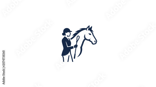 Photos Man standing next to horse.