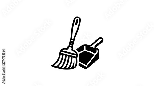 фотографія Broom and dustpan cleaning tools.