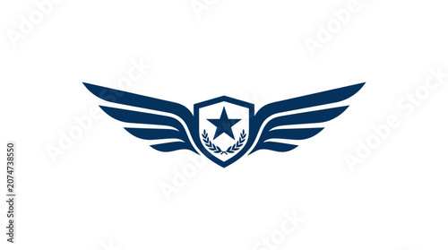 Fotografija Blue winged star shield logo symbol.