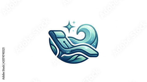 Foto Relaxing beach chair with ocean wave and star.