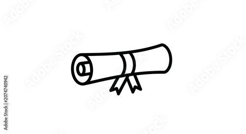 Minimalist Illustration of a Rolled Parchment Scroll with Tied Ribbon Against a White Backdrop