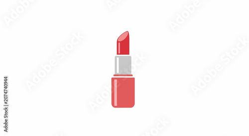 Minimalist Illustration of a Single Lipstick on a Clean White Background for Beauty and Cosmetics