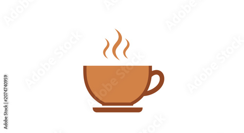 Minimalist Illustration of a Steaming Coffee Cup on a White Background