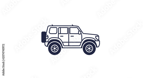 Minimalist Illustration of an SUV: A Vector Graphic for Transport and Off-Road Adventures