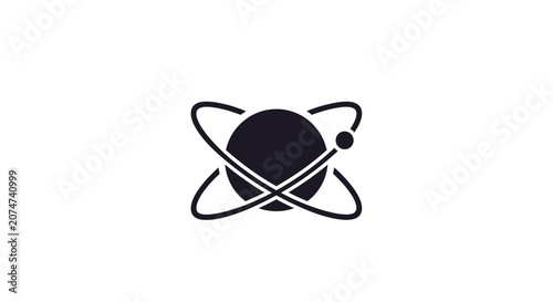 Minimalist representation of an atom, ideal for science and technology designs