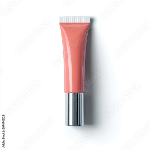 Lip Gloss Tube with Pink Shine Cosmetic Product Closeup for mock-up isolated illustration