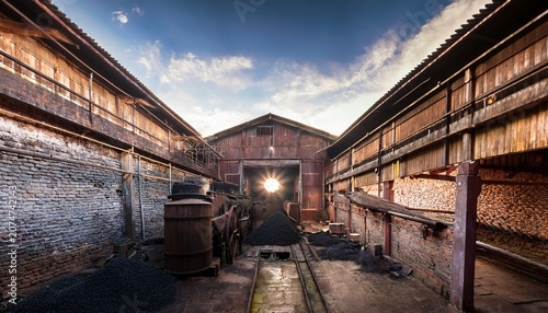 exploration of the interior of an old coal washhouse