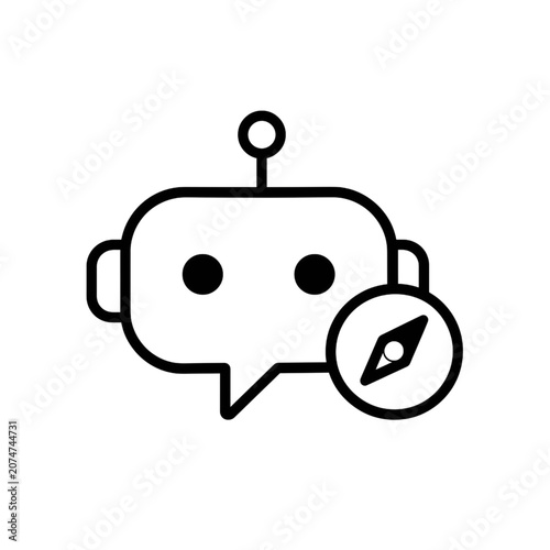 AI copilot icon with navigation compass integrated into a chatbot symbol
