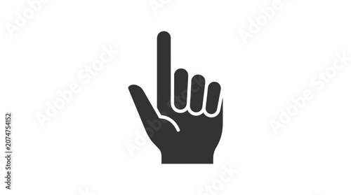 Grey silhouette of hand pointing index finger up.