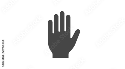 Grey solid palm hand silhouette for stop or hello.