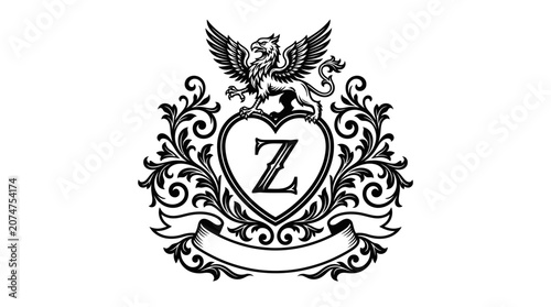 Griffin crest with initial Z and ornate filigree.