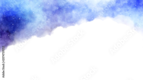 Abstract Starry Sky Border, Galaxy Frame with Nebula, Clouds and Blue Cosmic Background