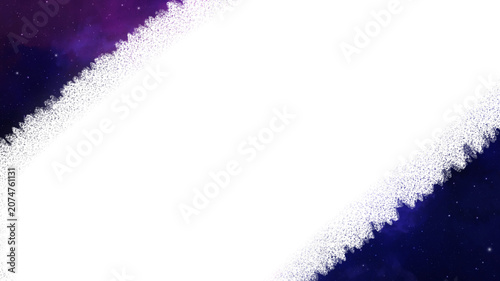 Abstract Starry Sky Border, Galaxy Frame with Nebula, Clouds and Blue Cosmic Background