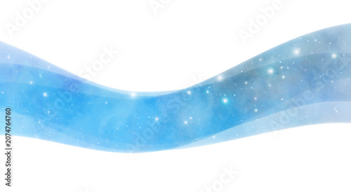 Blue Starry Night Sky Border Corner Wave with Galaxy Clouds and Nebula Background
