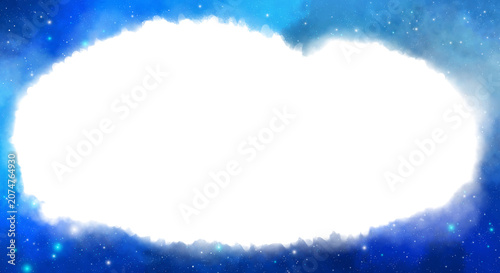 Dreamy Cosmic Frame Border with Starry Night Sky, Deep Blue Galaxy and Nebula