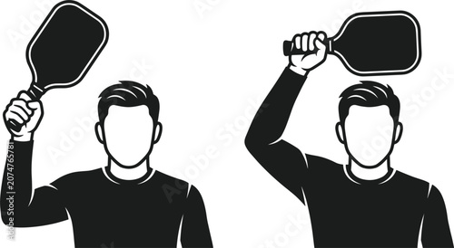 Fotografía Pickleball Player Character Vector Set Holding Paddle for Sports Tournament Club