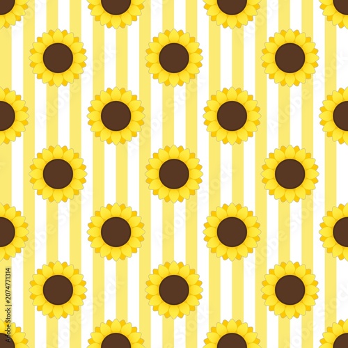 Seamless Sunflower Stripe Pattern Background in Butter Yellow