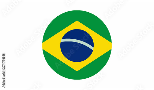 Tableau sur toile Brazil National Flag Circle Icon and Round Badge
