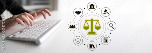 Schilderij op canvas Justice system ensures legal governance and fairness