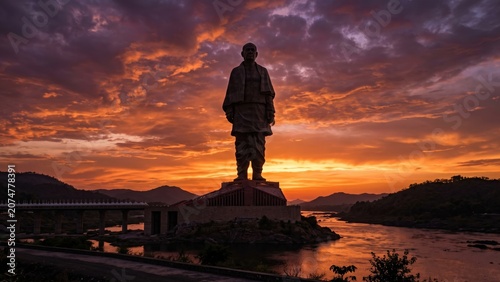 Sardar Vallabhbhai Patel Sunset Silhouette Banner
