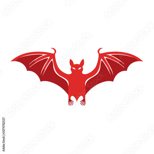 Red bat vector illustration with spread wings