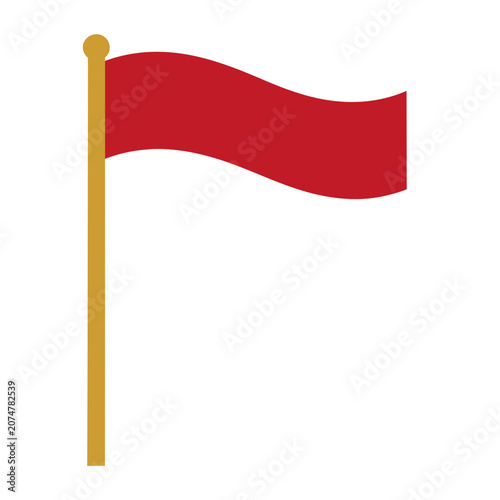 Red flag on gold pole vector illustration
