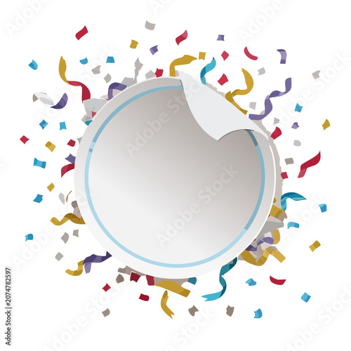Torn Paper with Confetti and Streamers Vector Illustration