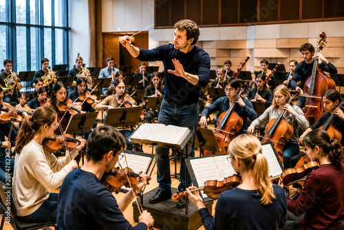 Conductor Leading Orchestra Rehearsal