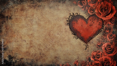 Vintage Love, A Heartfelt Valentine's Day Design with Roses and Texture