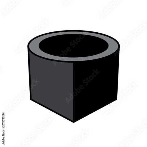 Black and gray cylinder with hole vector illustration