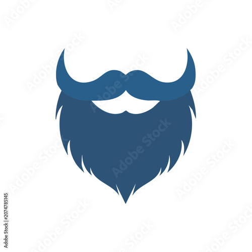 Blue Beard and Horns Flat Vector Icon