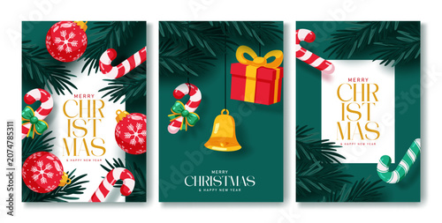 Photos Merry Christmas greeting card clipart poster set