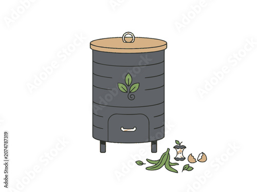 Compost Bin with Kitchen Scraps, Organic Waste Recycling, Eco-Friendly Garden Solution