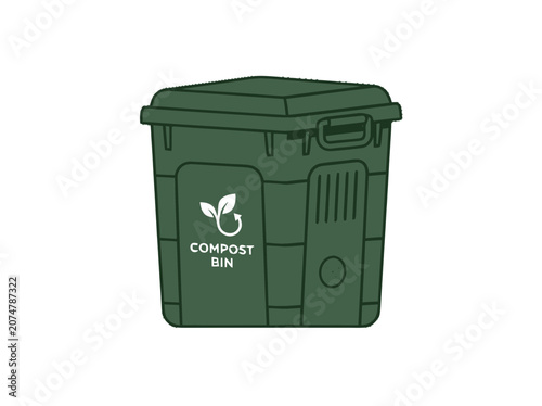 Green Compost Bin with Recycling Logo - Sustainable Waste Management