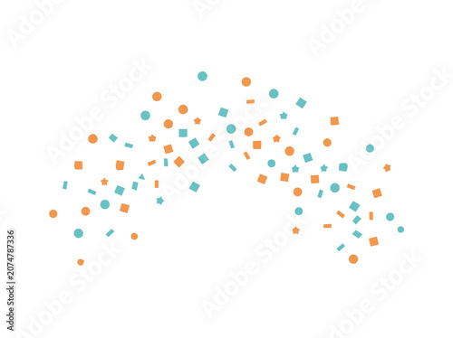 Orange and Teal Confetti Explosion, Festive Celebration Background, Party Elements
