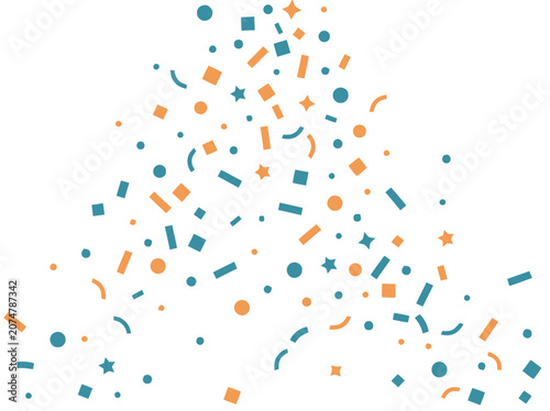 Celebration Confetti Burst: Teal and Orange Party Streamers, Stars, and Circles