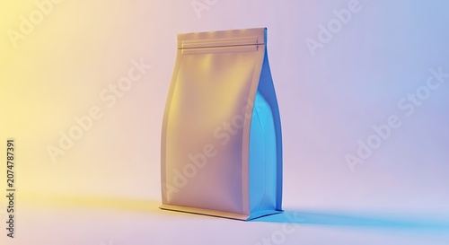 Blank Stand Up Pouch Bag with Zipper on a Colorful Background.