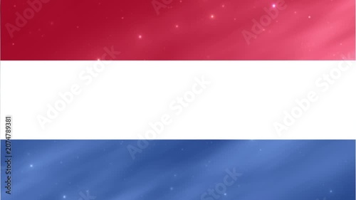 Animated 3D Netherlands Flag Waving with Light Effects