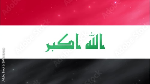 Animated 3D Iraq Flag Waving with Light Effects