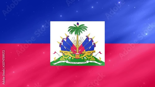 Animated 3D Haiti Flag Waving with Light Effects