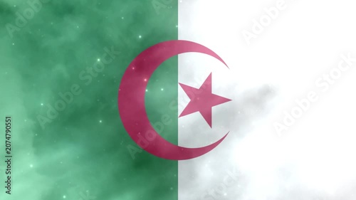 Animated 3D Algeria Flag Waving with Light Effects