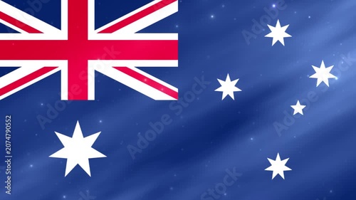 Animated 3D Australia Flag Waving with Light Effects