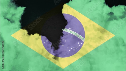 Dramatic Smoke Revealing Brazilian Flag