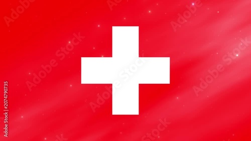 Animated 3D Switzerland Flag Waving with Light Effects