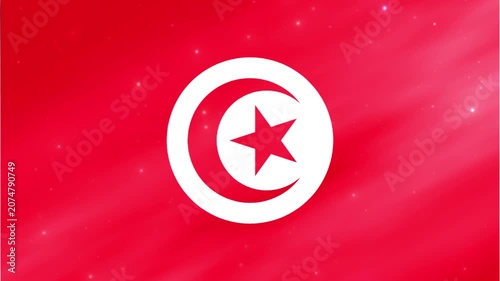 Animated 3D Tunisia Flag Waving with Light Effects