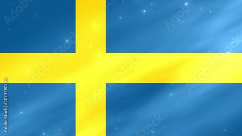Animated 3D Sweden Flag Waving with Light Effects