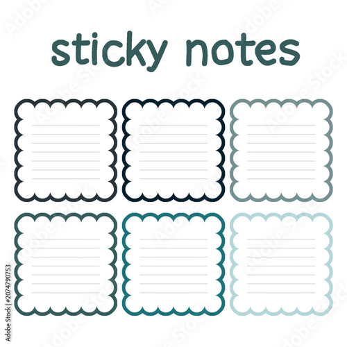 Scalable cute sticky notes vector template set.