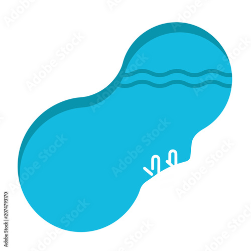 Flat vector illustration of kidney organ with water waves